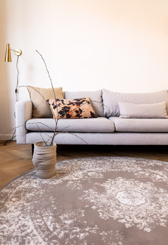Interieur05 Rond Vintage Vloerkleed Keshan taupe|Bruin - 160  cm