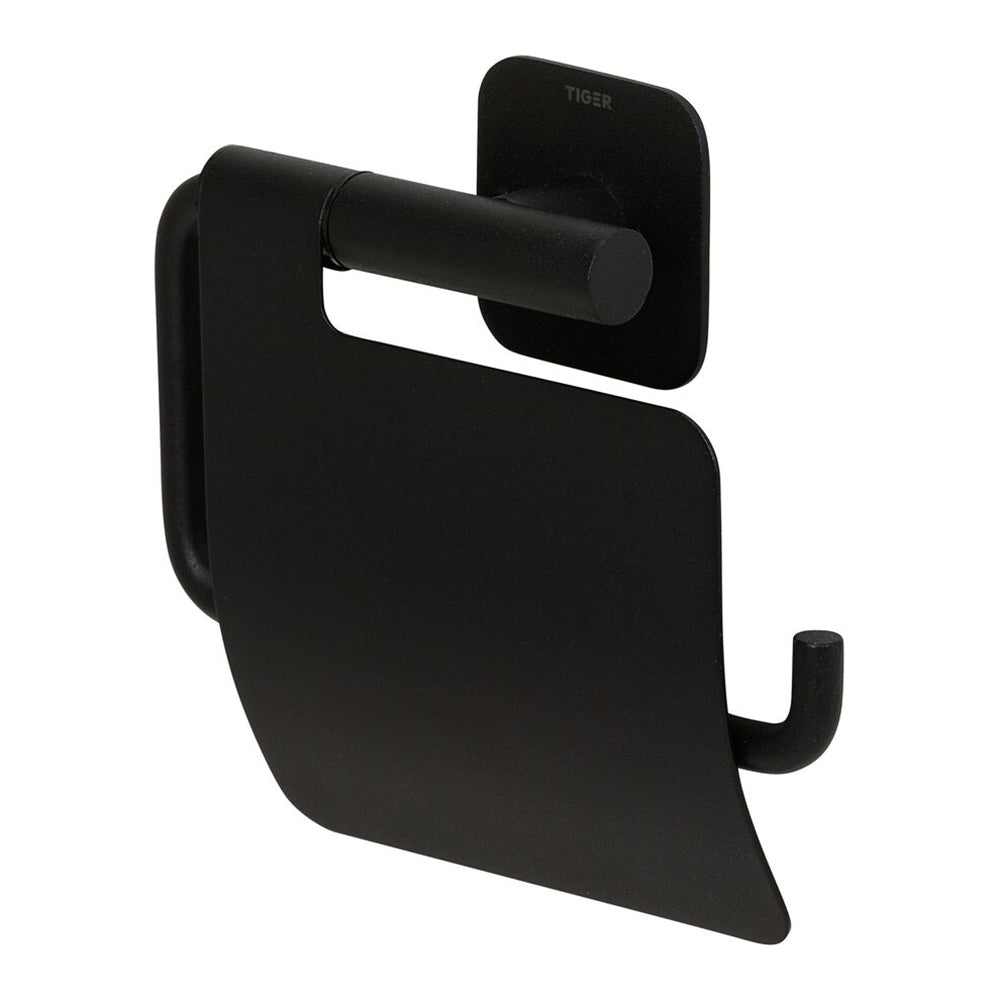 Tiger Colar Toiletrolhouder met Klep - Zwart