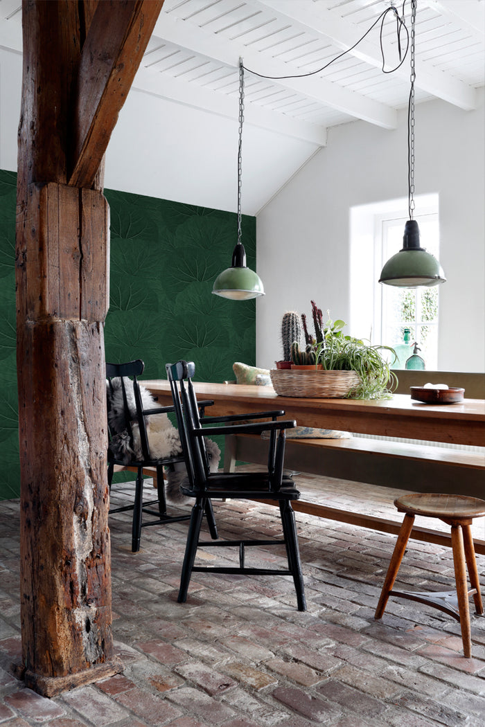 ESTAhome behang grote bladeren emerald groen - 0,53 x 10,05 m - 138997