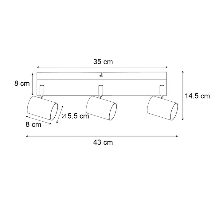 QAZQA Moderne plafondlamp zwart 3-lichts verstelbaar rechthoekig -