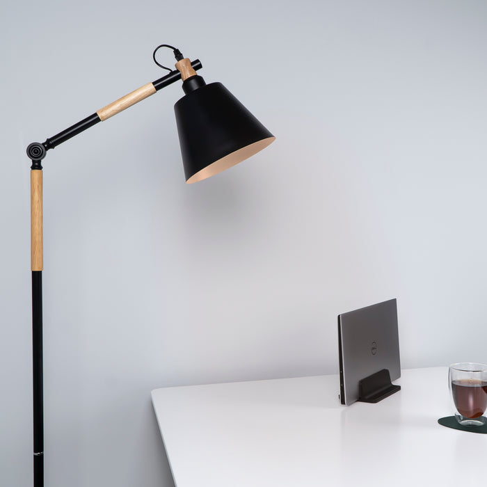 QUVIO Vloerlamp ronde lampenkap zwart - QUV5038L-BLACK
