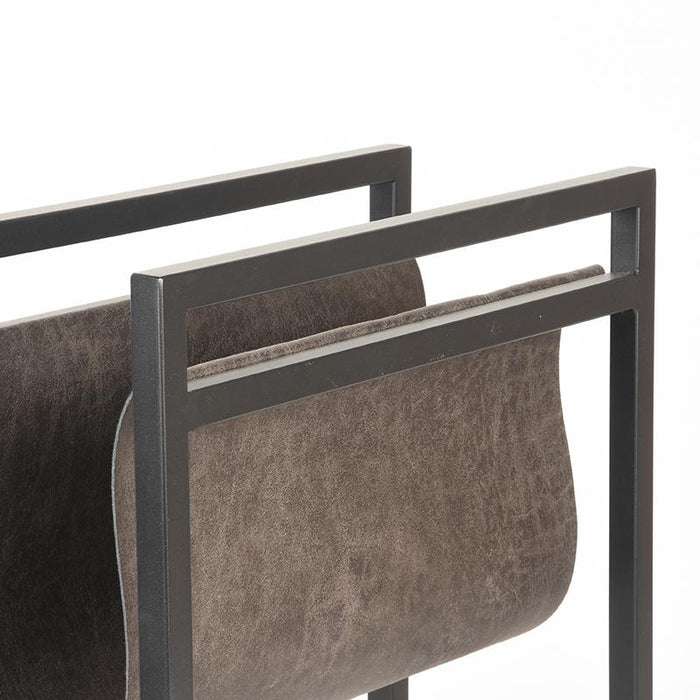 LABEL51 - Magazinehouder - Antraciet Leder l Zwart Metaal