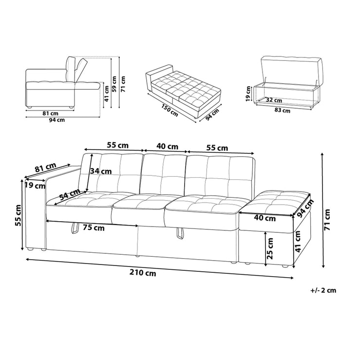 Beliani - FALSTER - Slaapbank 3-zits - Beige - Polyester