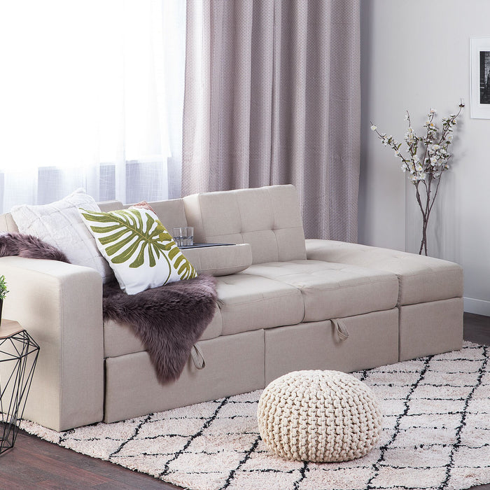 Beliani - FALSTER - Slaapbank 3-zits - Beige - Polyester