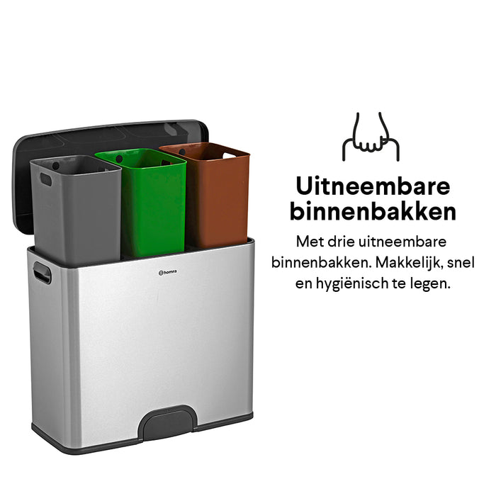 Homra 'Kick me' Afvalemmer met Sensor 45 Liter (15+15+15 liter)