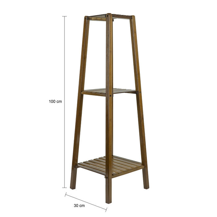 QUVIO Plantenstandaard 3 laags hout - Donkerbruin