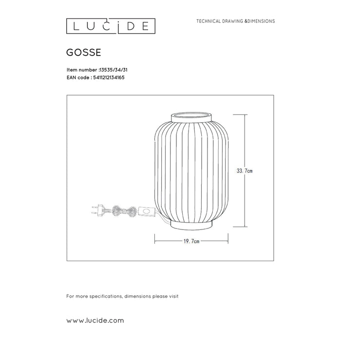 Lucide GOSSE - Tafellamp - Ø 19,7 cm - 1xE14 - Wit