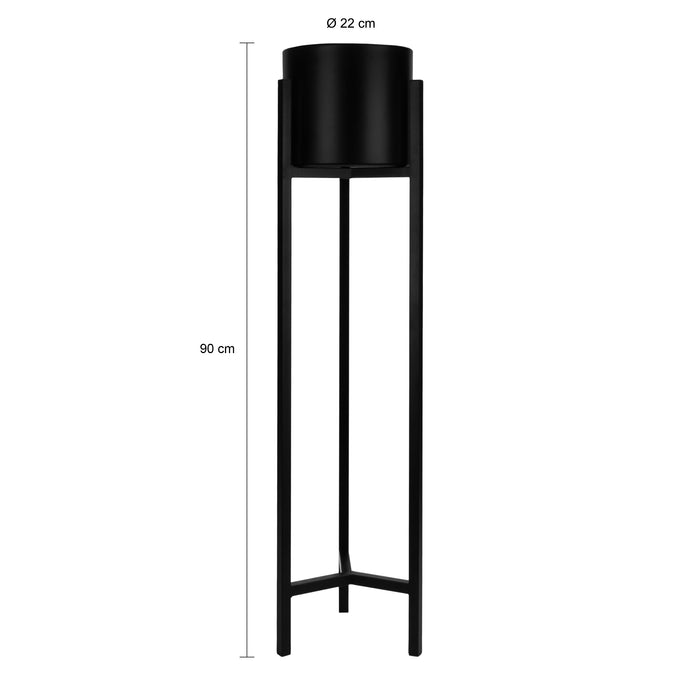 QUVIO Plantenstandaard inclusief pot - 22x22x90 cm - Zwart - L