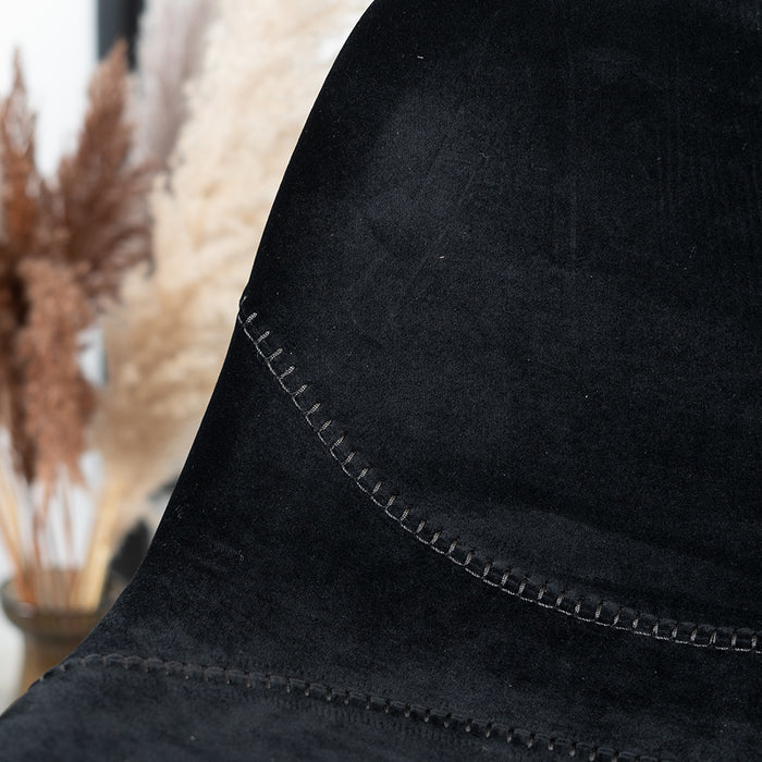 Bronx71 Velvet barkruk Logan zwart 70 cm