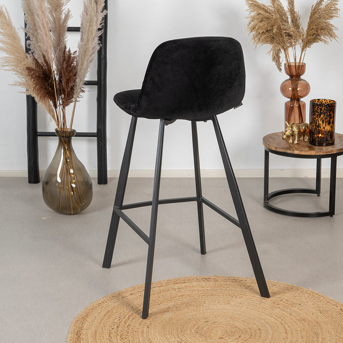 Bronx71 Velvet barkruk Logan zwart 70 cm