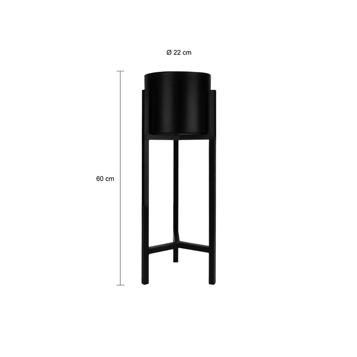 QUVIO Plantenstandaard inclusief pot - 22x22x60 cm - Zwart - S