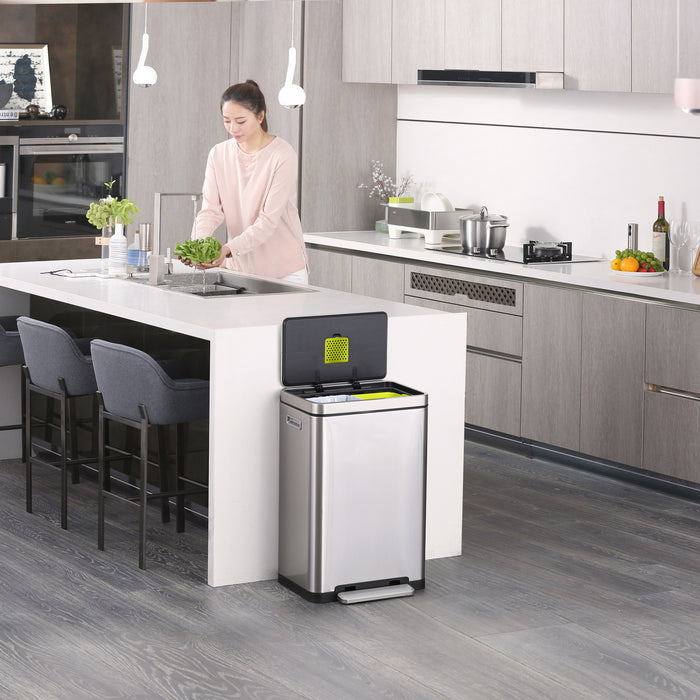 EKO Pedaalemmer X-Cube 2x20 L matzilverkleurig