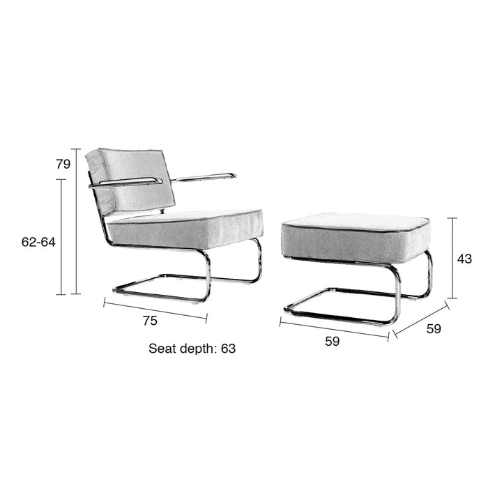 Zuiver Lounge Chair Ridge Rib Fauteuil