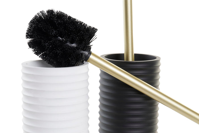 CASA DI ELTURO Toiletborstel met houder Curve - Wit|Goud - H40 cm