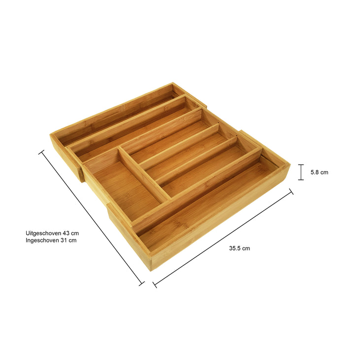 QUVIO Bestekbak organizer hout verstelbaar