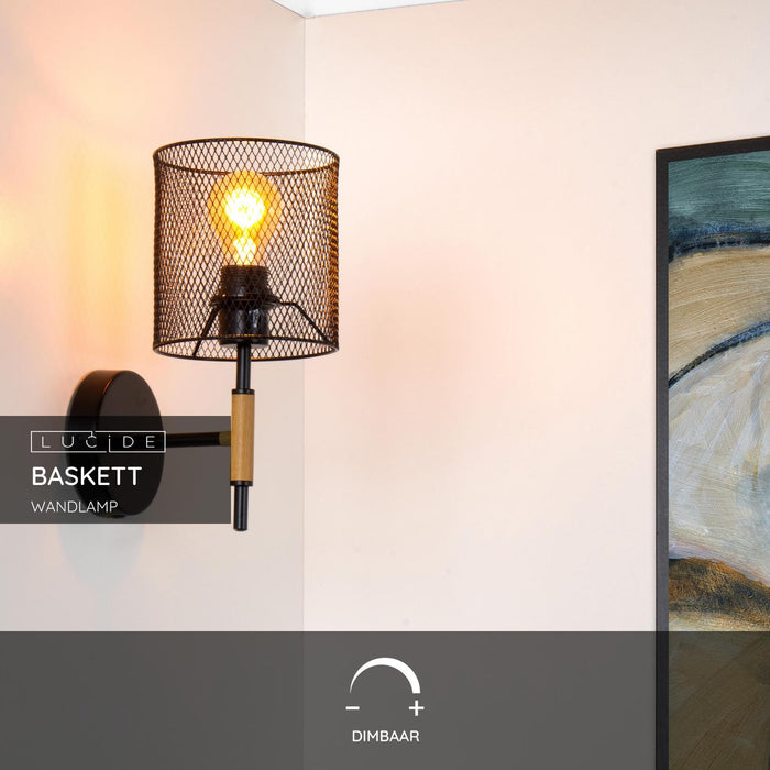 Lucide BASKETT Wandlamp - Zwart