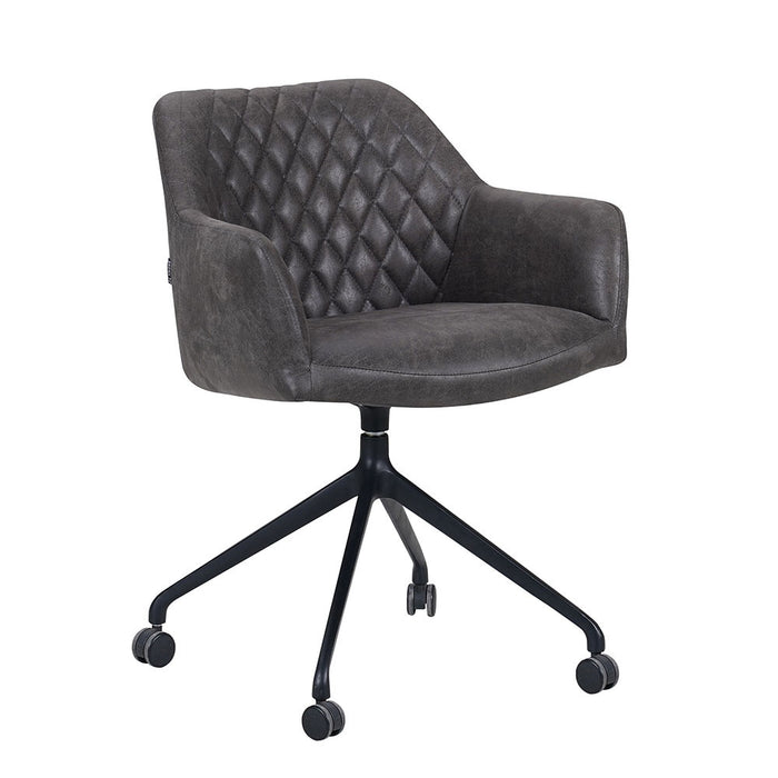 Bronx71 Eetkamerstoel met wieltjes Levi antraciet eco-leer -