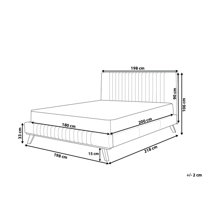 Beliani-TALENCE -Tweepersoonsbed-Lichtbeige-180 x 200 cm-Chenille