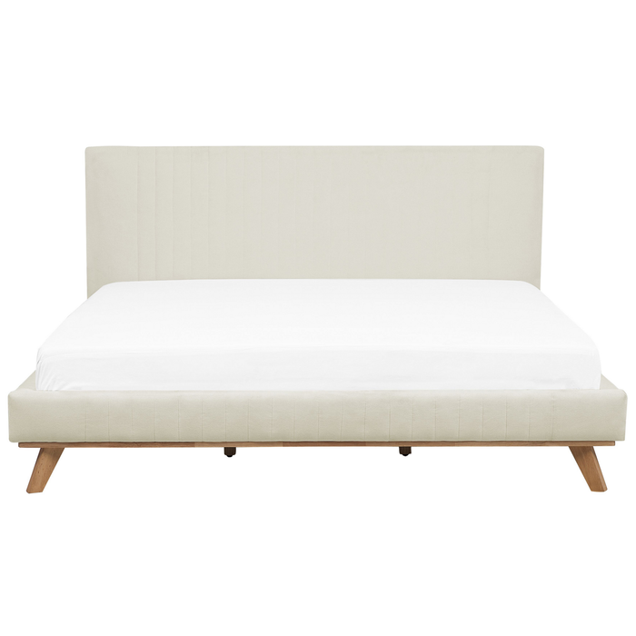 Beliani-TALENCE -Tweepersoonsbed-Lichtbeige-180 x 200 cm-Chenille