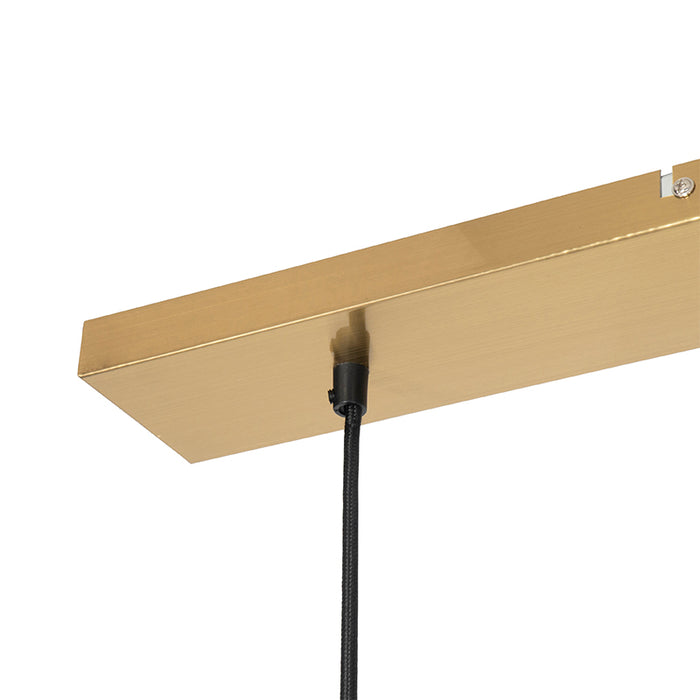 QAZQA Art deco hanglamp messing met roze glas 3-lichts - Pallon