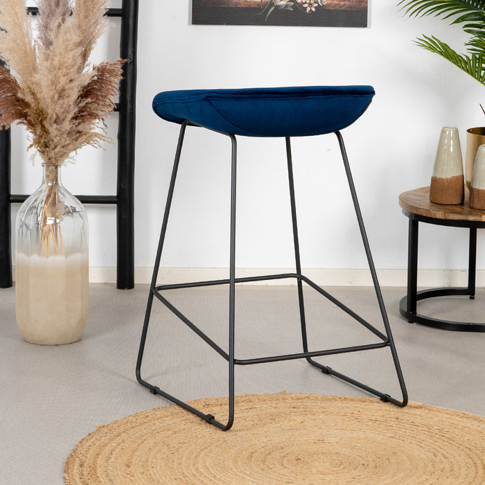 Bronx71 Velvet barkruk Oslo blauw 66 cm