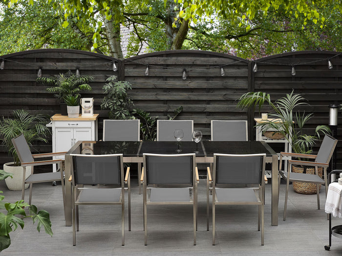 Beliani - GROSSETO - Tuinset voor 8 set - Zwart - Graniet