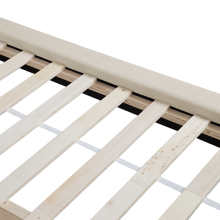 Beliani-LANNION -Tweepersoonsbed-Beige-180 x 200 cm-Polyester