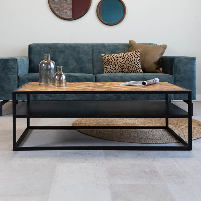 Dimehouse Industriële salontafel rechthoekig Valerie 120x60 visgraat