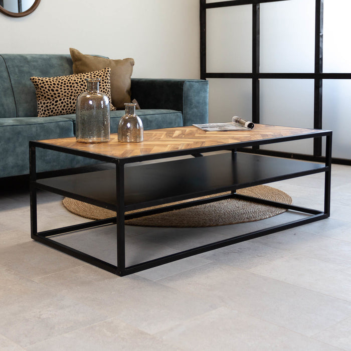 Dimehouse Industriële salontafel rechthoekig Valerie 120x60 visgraat