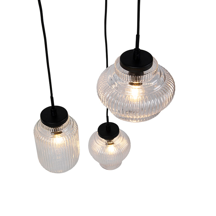QAZQA Hanglamp Orta - Zwart - Art Deco - D 430mm