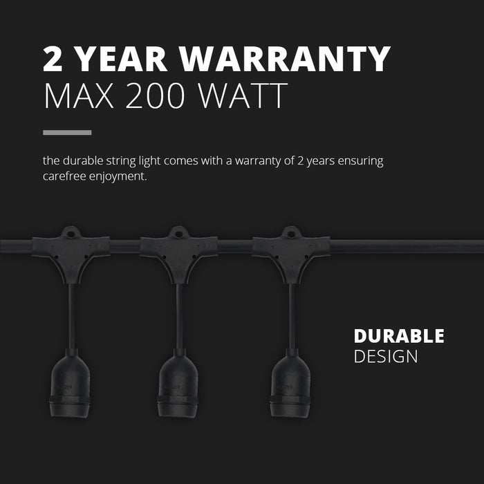 V-TAC VT-713 E27 LED Strijklampen - WP - Socket - Zwart - IP54