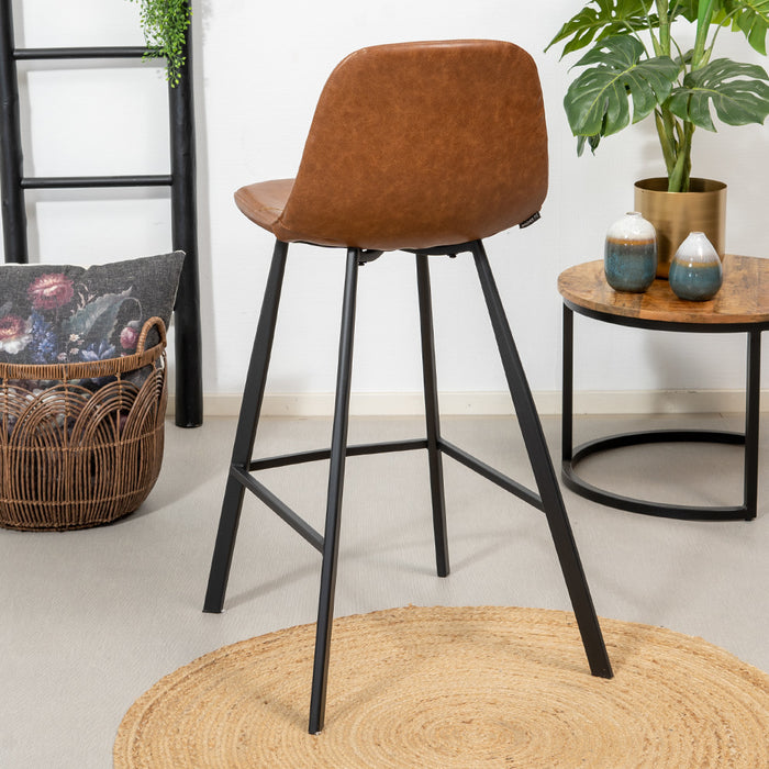 Bronx71 Industriële barkruk Logan cognac leer eco-leer 70 cm