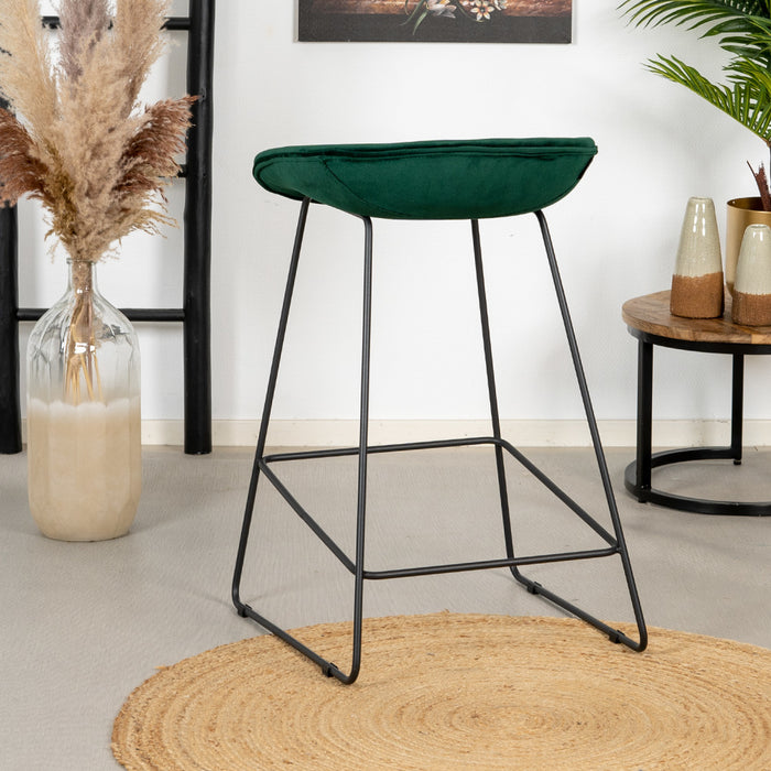 Bronx71 Velvet barkruk Oslo groen 66 cm