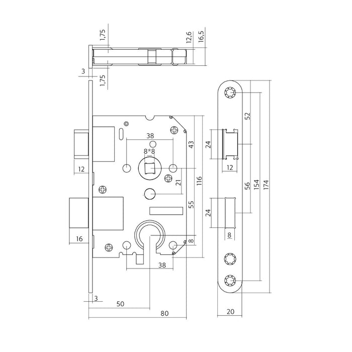 Intersteel Woningbouw cilinder dag- en nachtslot zwart 55 mm