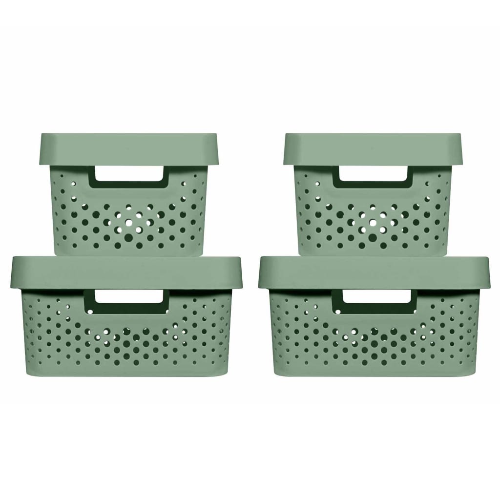 Curver Opbergboxen 4 st Infinity met deksel 4,5 L + 11 L groen