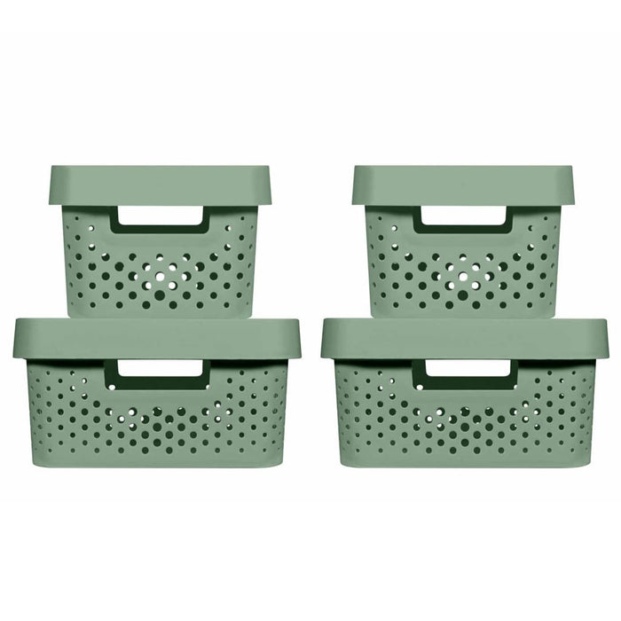 Curver Opbergboxen 4 st Infinity met deksel 4,5 L + 11 L groen