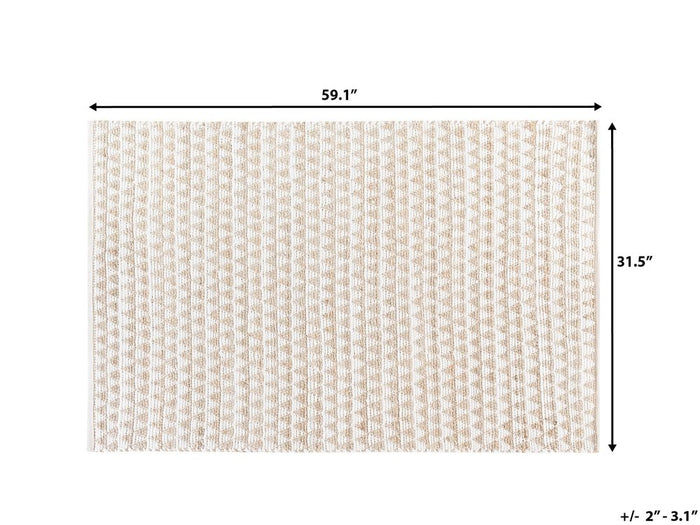 TUNCELI - Laagpolig vloerkleed - Beige - 80 x 150 cm - Katoen