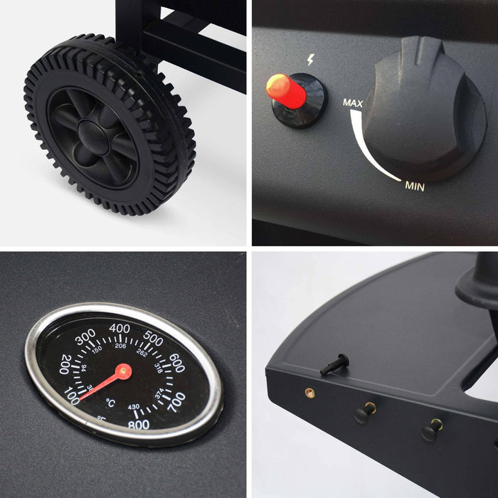 sweeek - Gasbarbecue, 2 branders met grilloppervlak 48,5x37,5cm