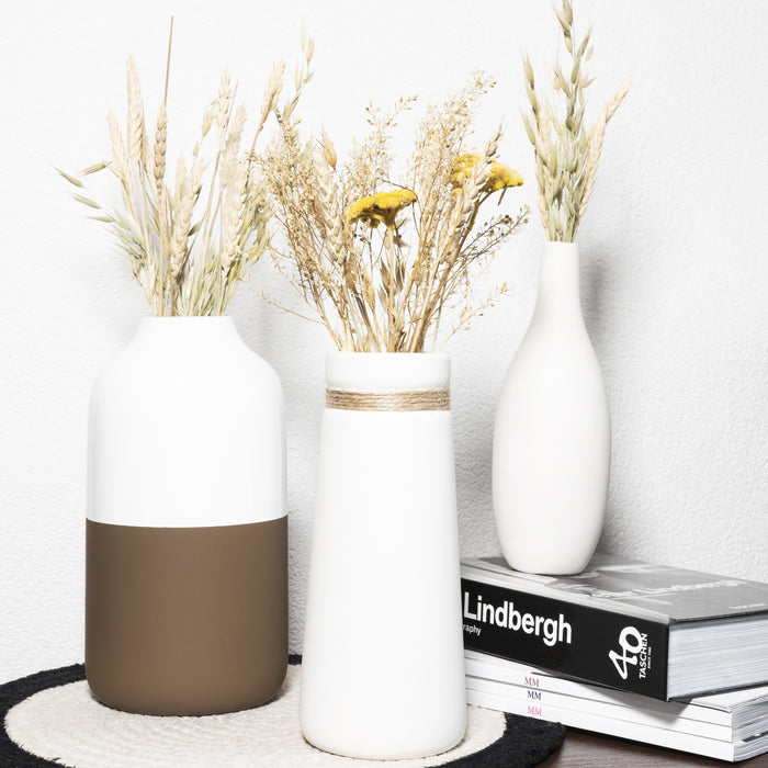 QUVIO Vaas keramiek met smalle hals - Wit