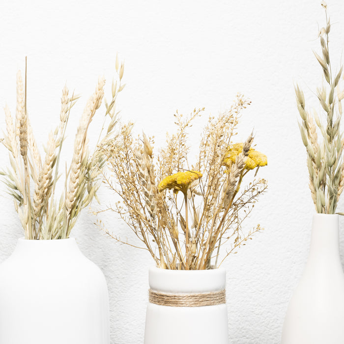 QUVIO Vaas keramiek met smalle hals - Wit