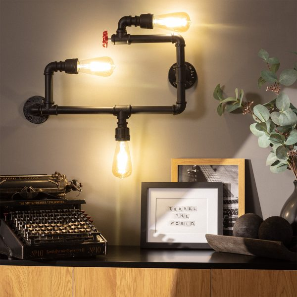 Bussandri Wandlamp industrieel - Metaal - Zwart