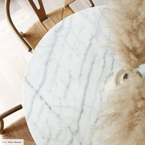 by fonQ Marble Eettafel Marmer - Ø 110 cm - Wit