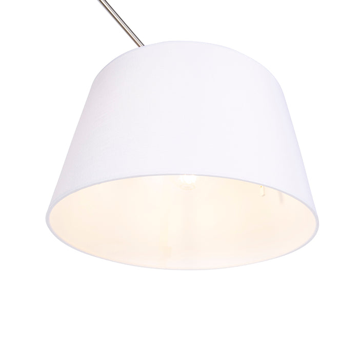 QAZQA Hanglamp staal met linnen kap wit 35 cm - Blitz