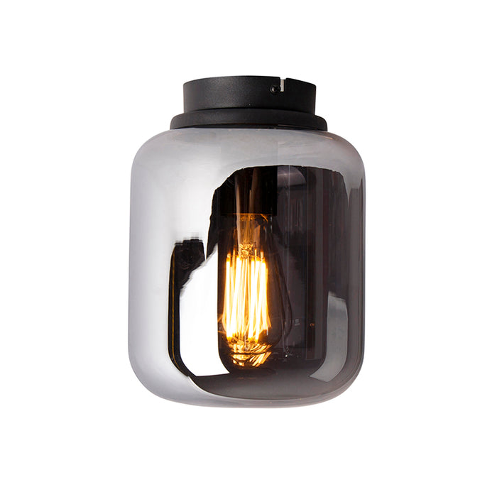 QAZQA Design plafondlamp zwart met smoke glas - Bliss
