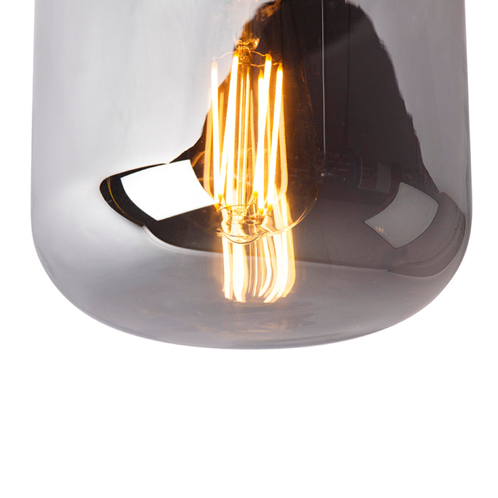 QAZQA Design plafondlamp zwart met smoke glas - Bliss