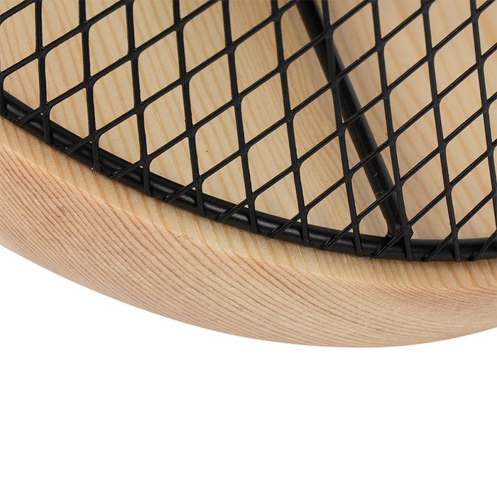 QAZQA Design tafellamp zwart met hout - Bosk