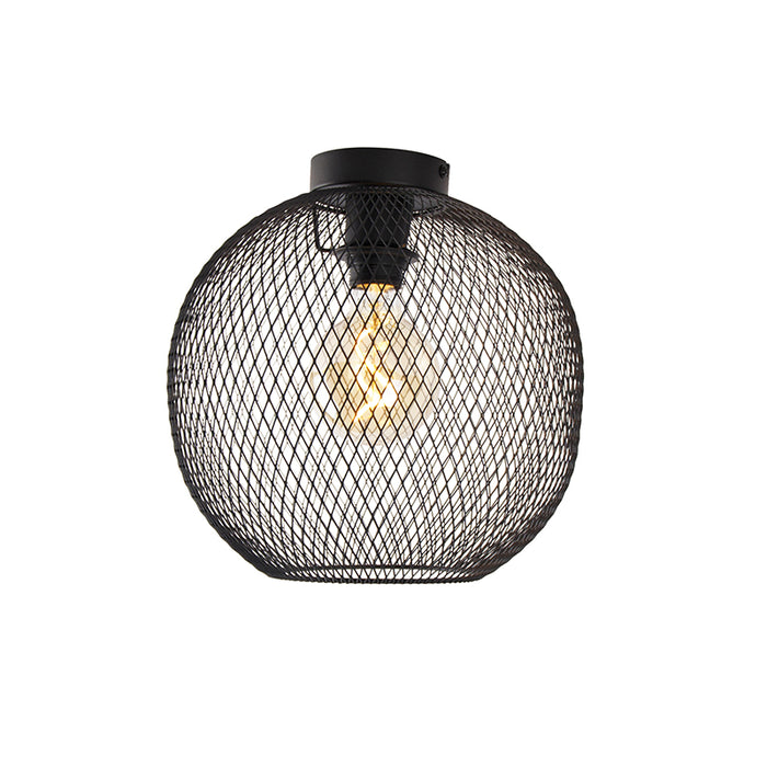 QAZQA Moderne plafondlamp zwart 30 cm - Mesh Ball
