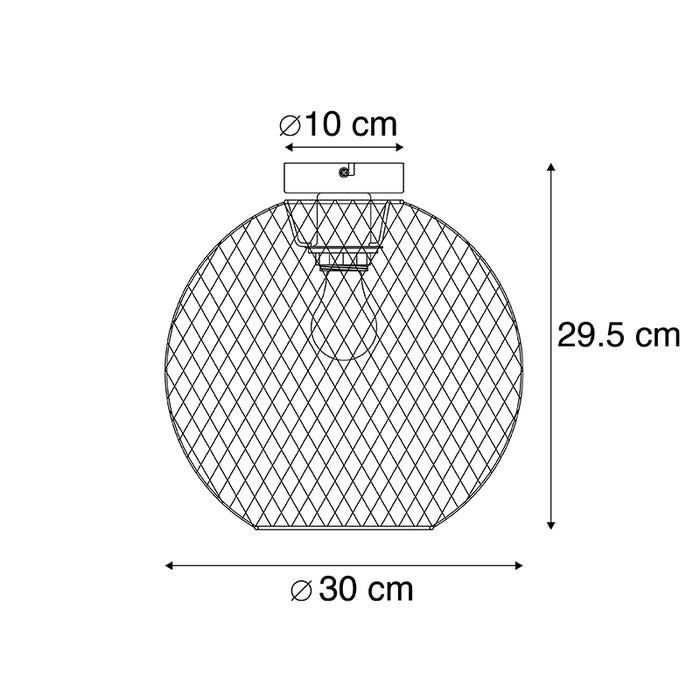 QAZQA Moderne plafondlamp zwart 30 cm - Mesh Ball