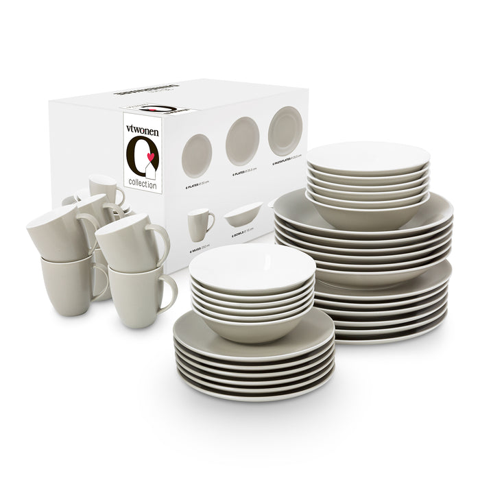 vtwonen Raw Matt Flax Serviesset 36-delig - Sand