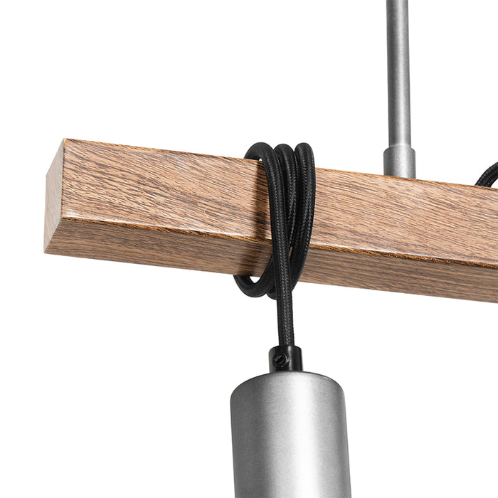 QAZQA Industriële hanglamp bruin met staal 3-lichts - Gallow